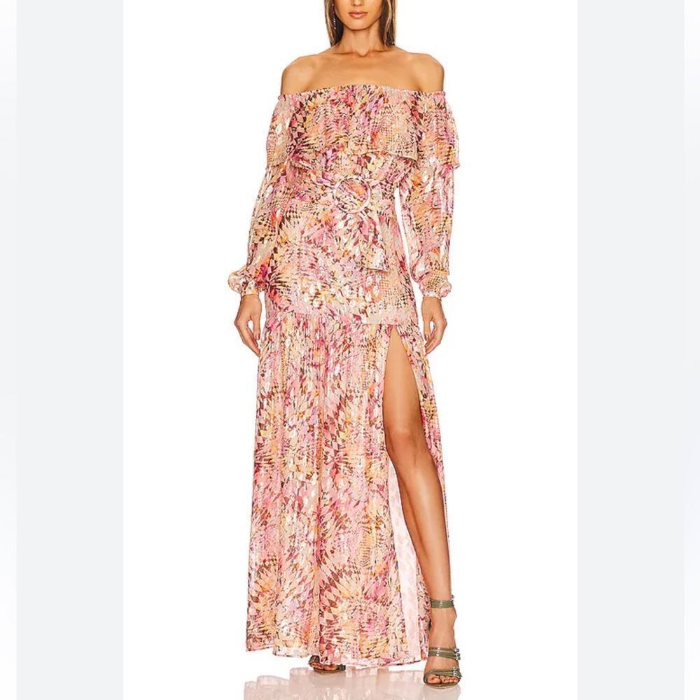 DUNDAS X Revolve Luna Maxi Dress Optic Geo
Pink metallic maxi Sundress XXS